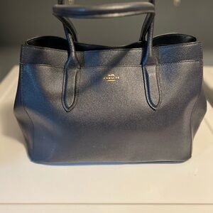 Coach Navy Leather Tote Bag
